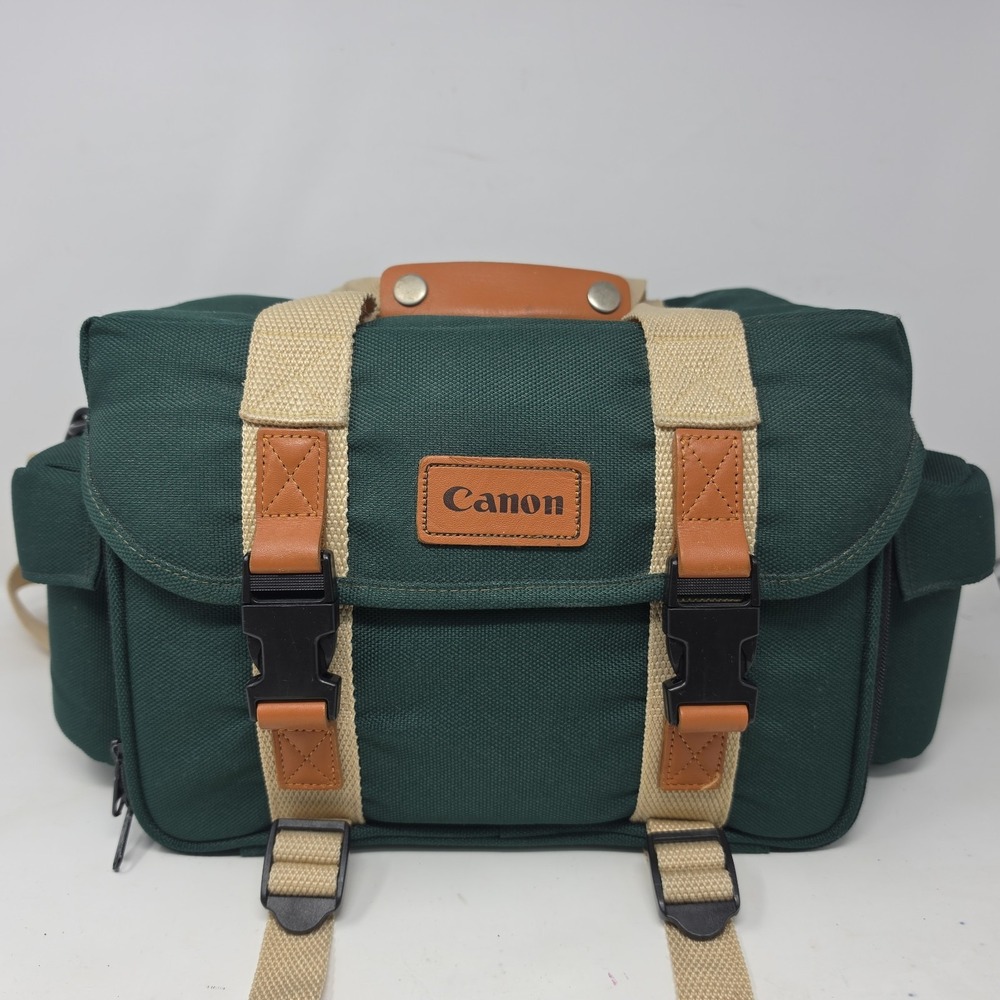 Vintage Canon Green Camera Camcorder Large Shoulder Bag Soft Case belt /hand bag